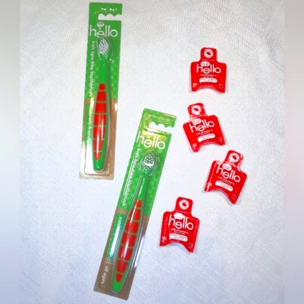 Kids Hello Toothbrush Kids Natural Toothpaste Gifts Bundle Soft Toothbrush Tools
